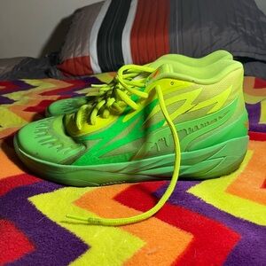 Puma LaMelo Ball MB.02 Men's Sneakers, Green and Yellow, size 9.5
